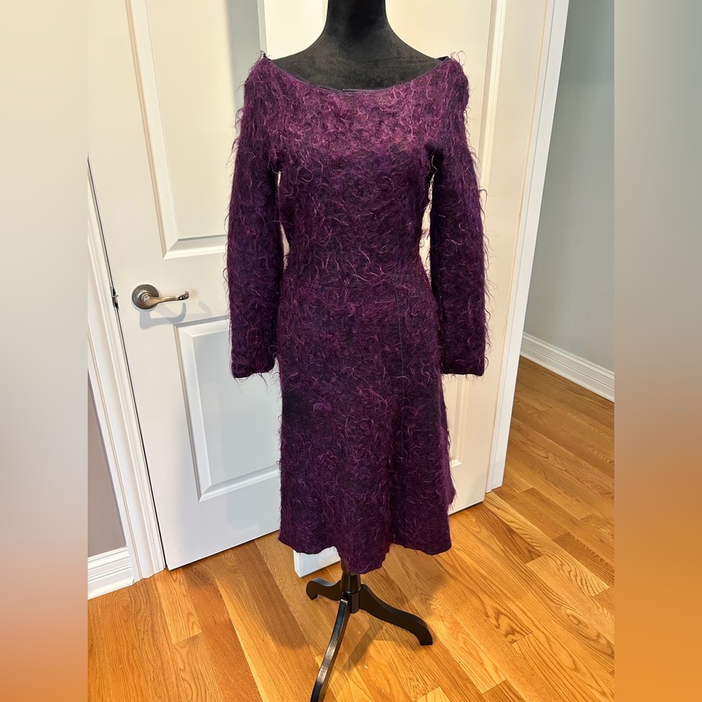 Jil Sander Textured Purple Long Sleeve Dress